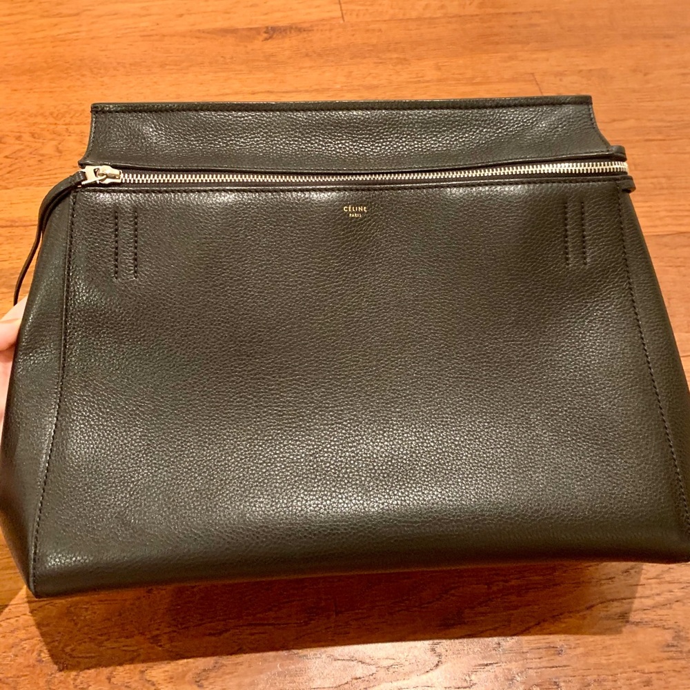 Authentic Celine Medium Edge Bag Black Calfskin